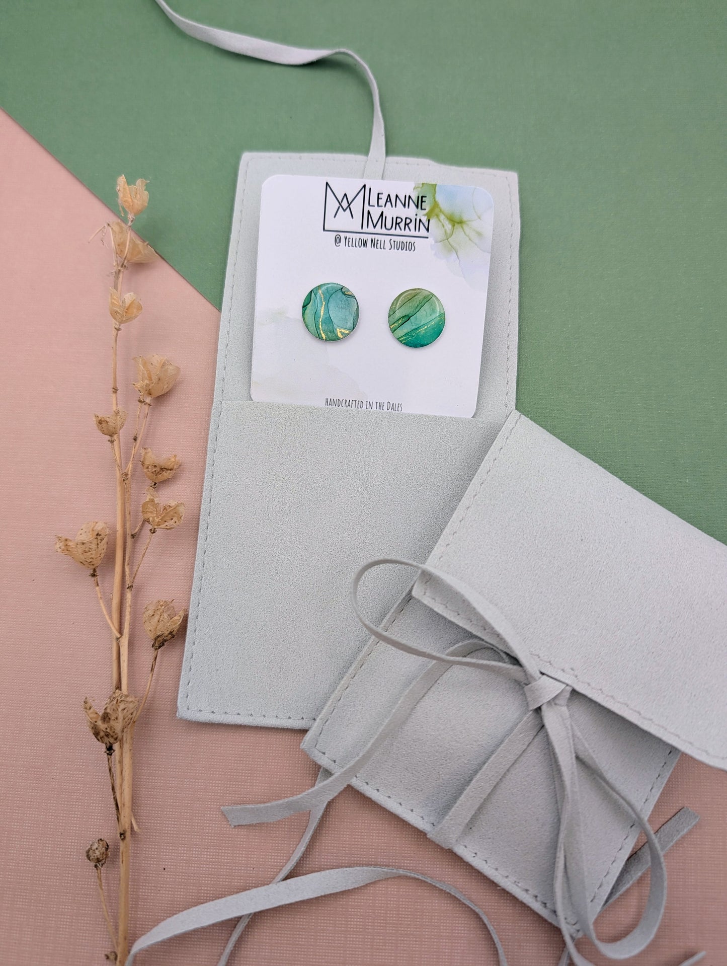 Handmade Original Art Stud Earrings, Landscape, Nature Lovers, Contemporary Abstract, Women's Jewellery Gift