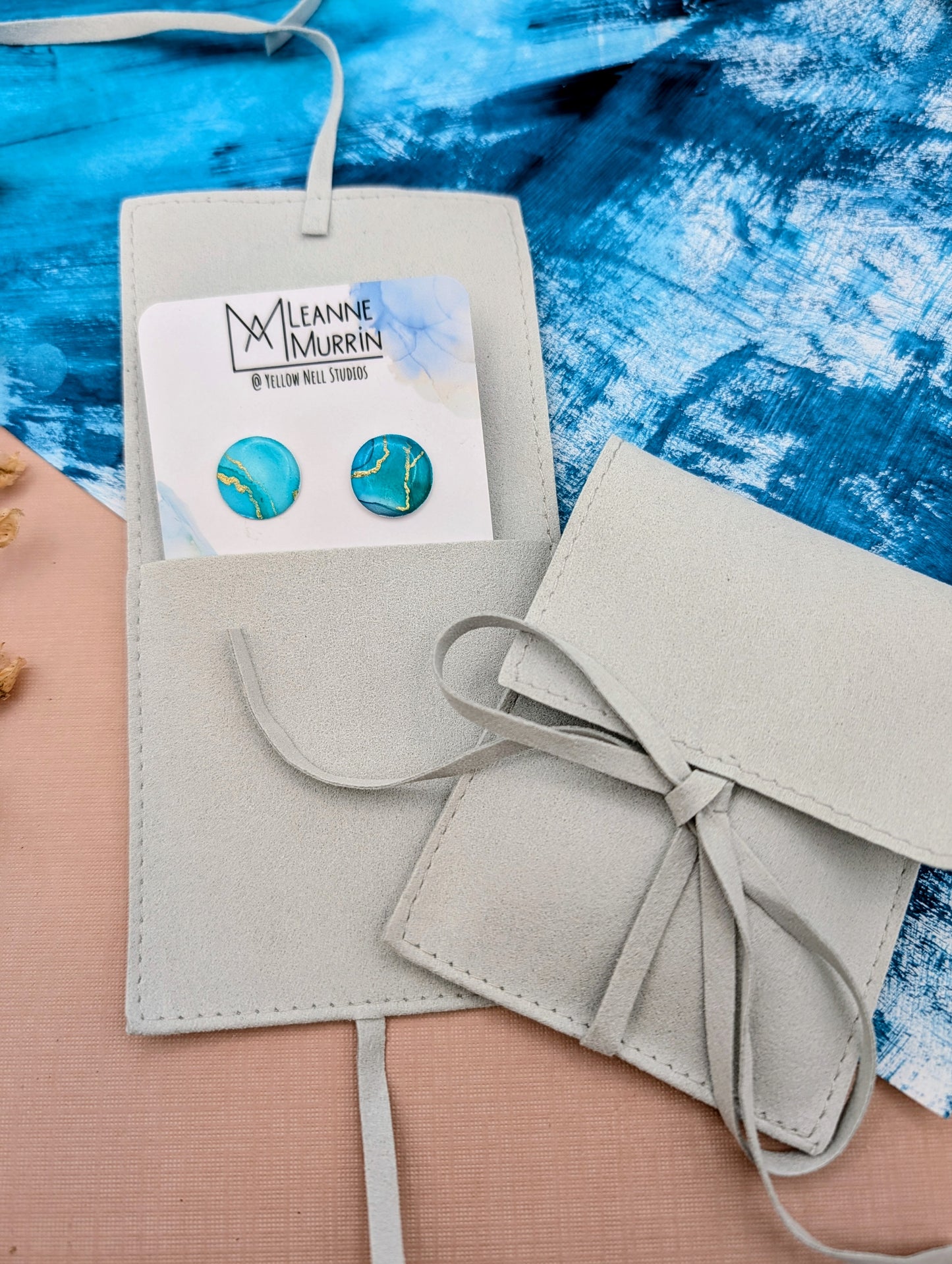 Handmade Original Art Stud Earrings, Landscape, Nature Lovers, Contemporary Abstract, Women's Jewellery Gift