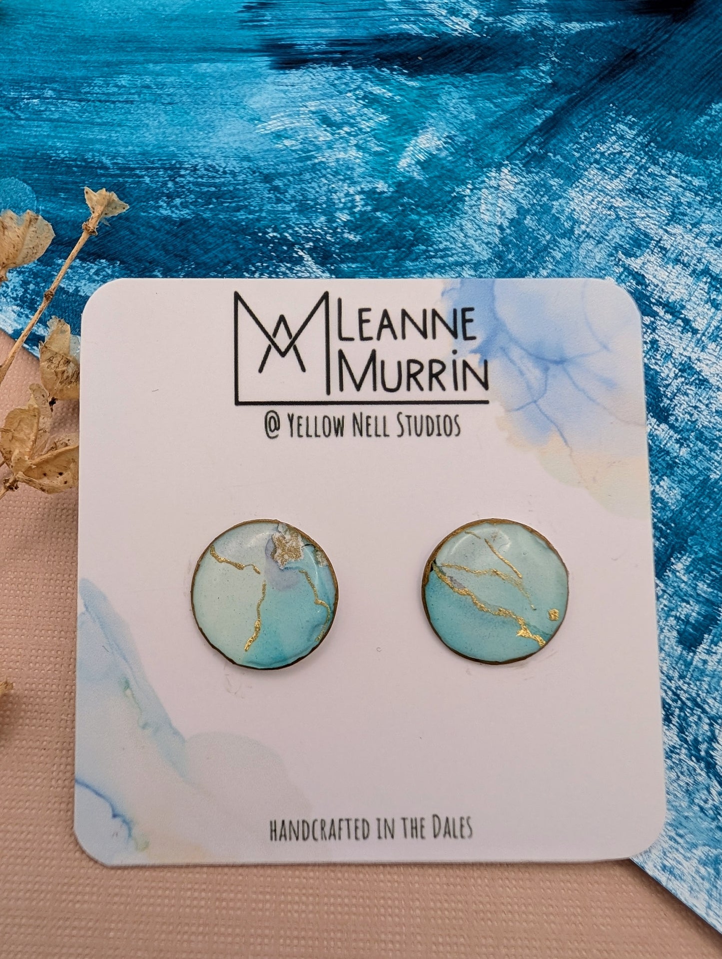 Handmade Original Art Stud Earrings, Landscape, Nature Lovers, Contemporary Abstract, Women's Jewellery Gift