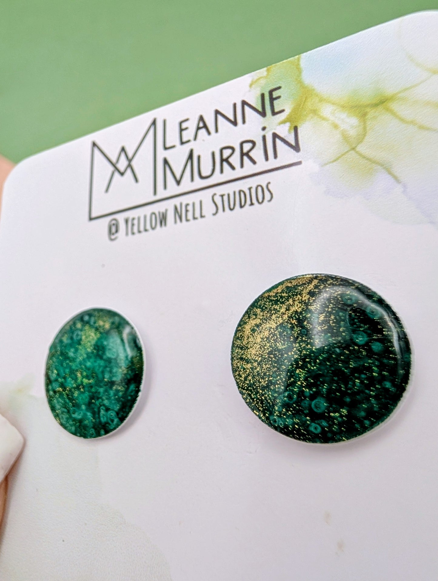 Handmade Original Art Stud Earrings, Landscape, Nature Lovers, Contemporary Abstract, Women's Jewellery Gift