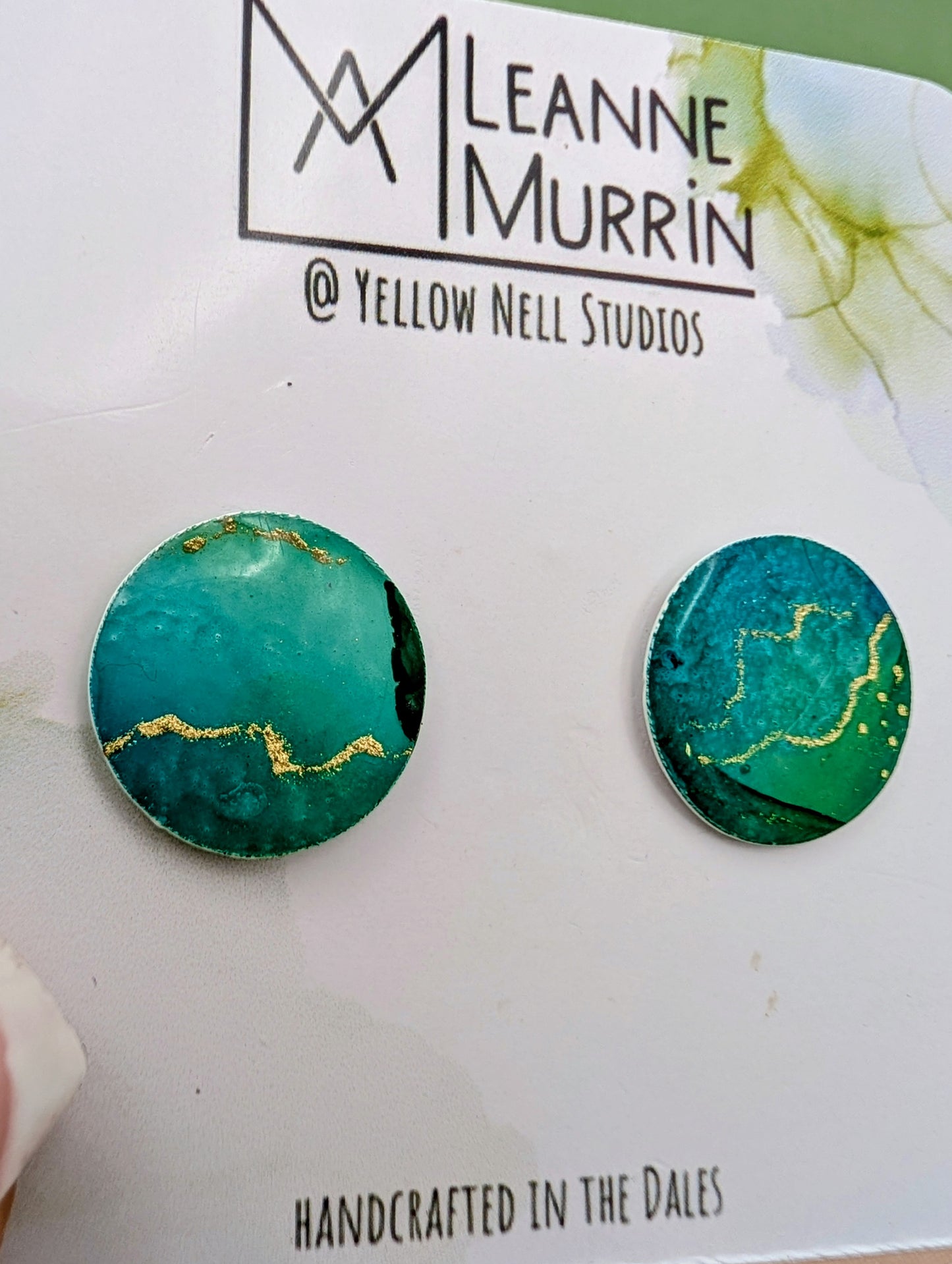 Handmade Original Art Stud Earrings, Landscape, Nature Lovers, Contemporary Abstract, Women's Jewellery Gift