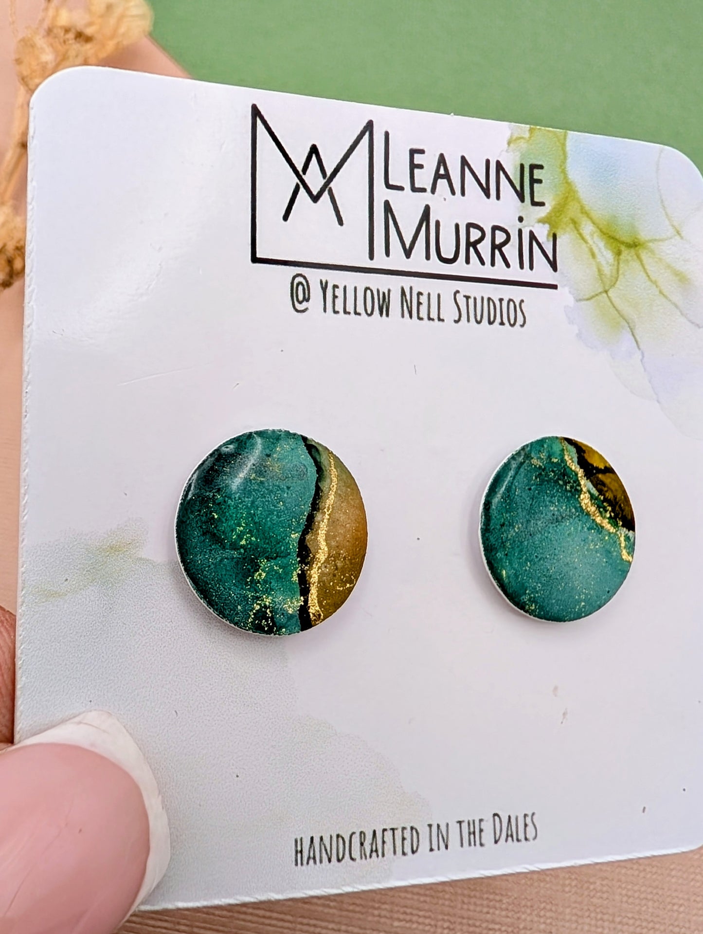 Handmade Original Art Stud Earrings, Landscape, Nature Lovers, Contemporary Abstract, Women's Jewellery Gift