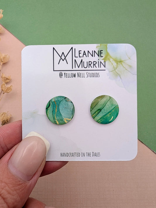 Handmade Original Art Stud Earrings, Landscape, Nature Lovers, Contemporary Abstract, Women's Jewellery Gift