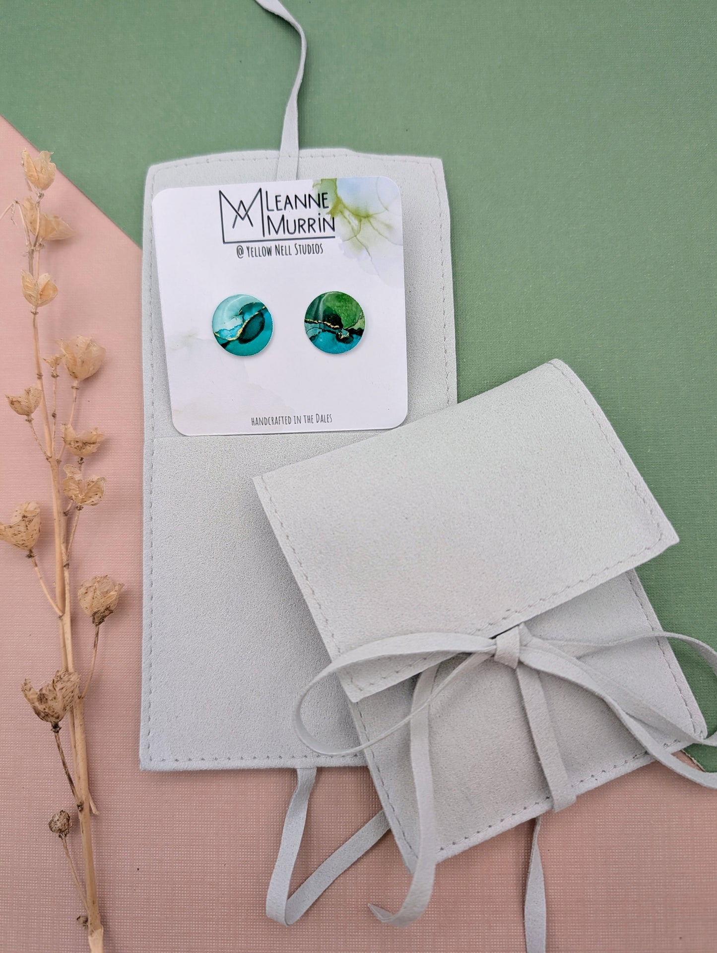 Handmade Original Art Stud Earrings, Landscape, Nature Lovers, Contemporary Abstract, Women's Jewellery Gift