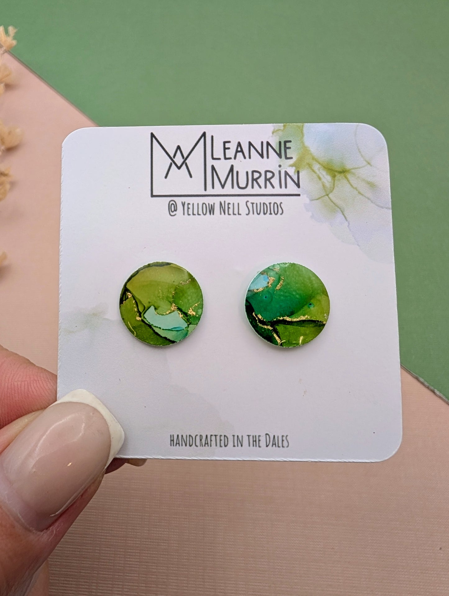 Handmade Original Art Stud Earrings, Landscape, Nature Lovers, Contemporary Abstract, Women's Jewellery Gift