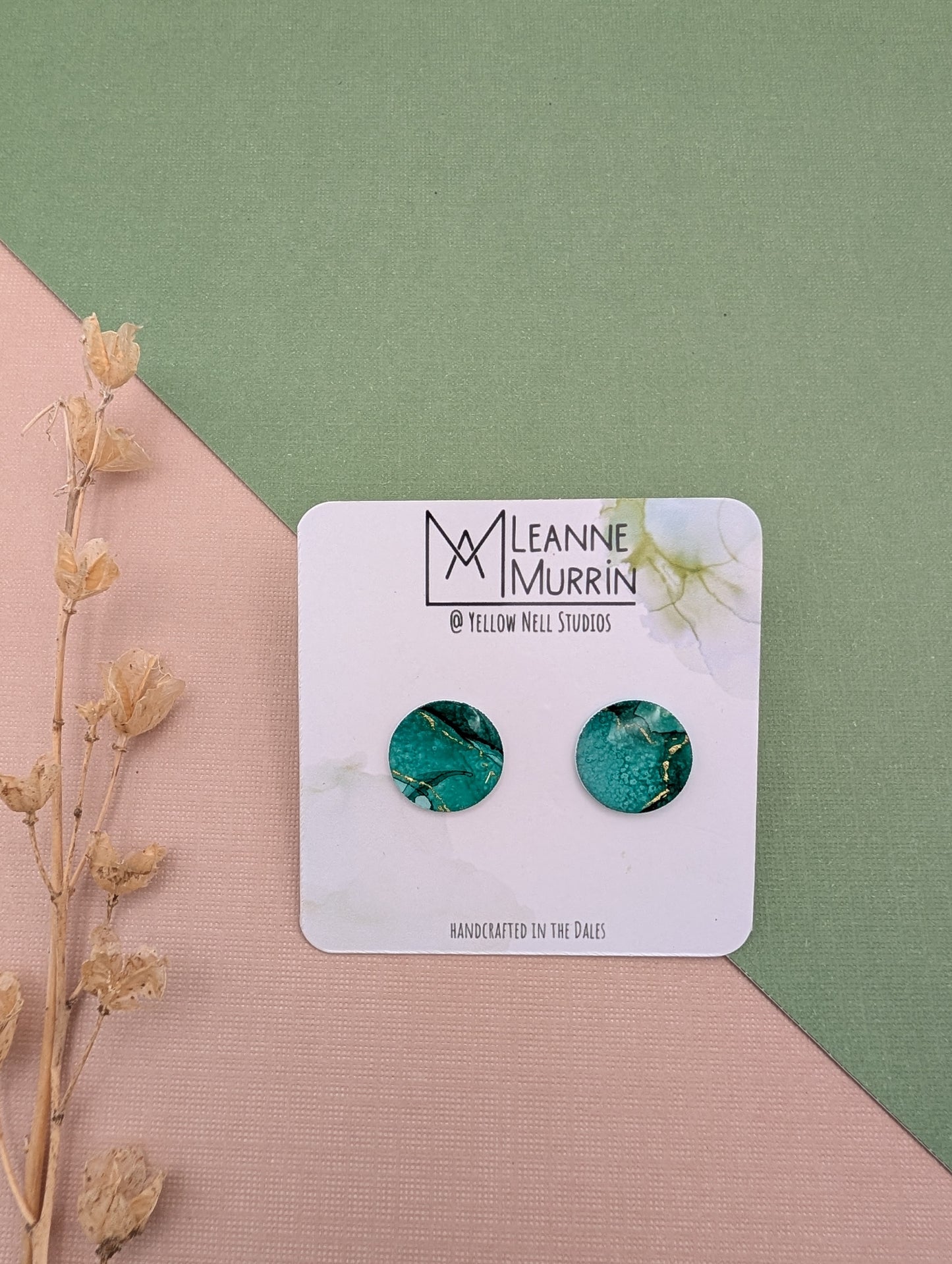 Handmade Original Art Stud Earrings, Landscape, Nature Lovers, Contemporary Abstract, Women's Jewellery Gift