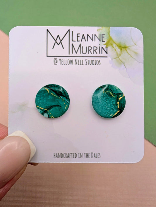 Handmade Original Art Stud Earrings, Landscape, Nature Lovers, Contemporary Abstract, Women's Jewellery Gift