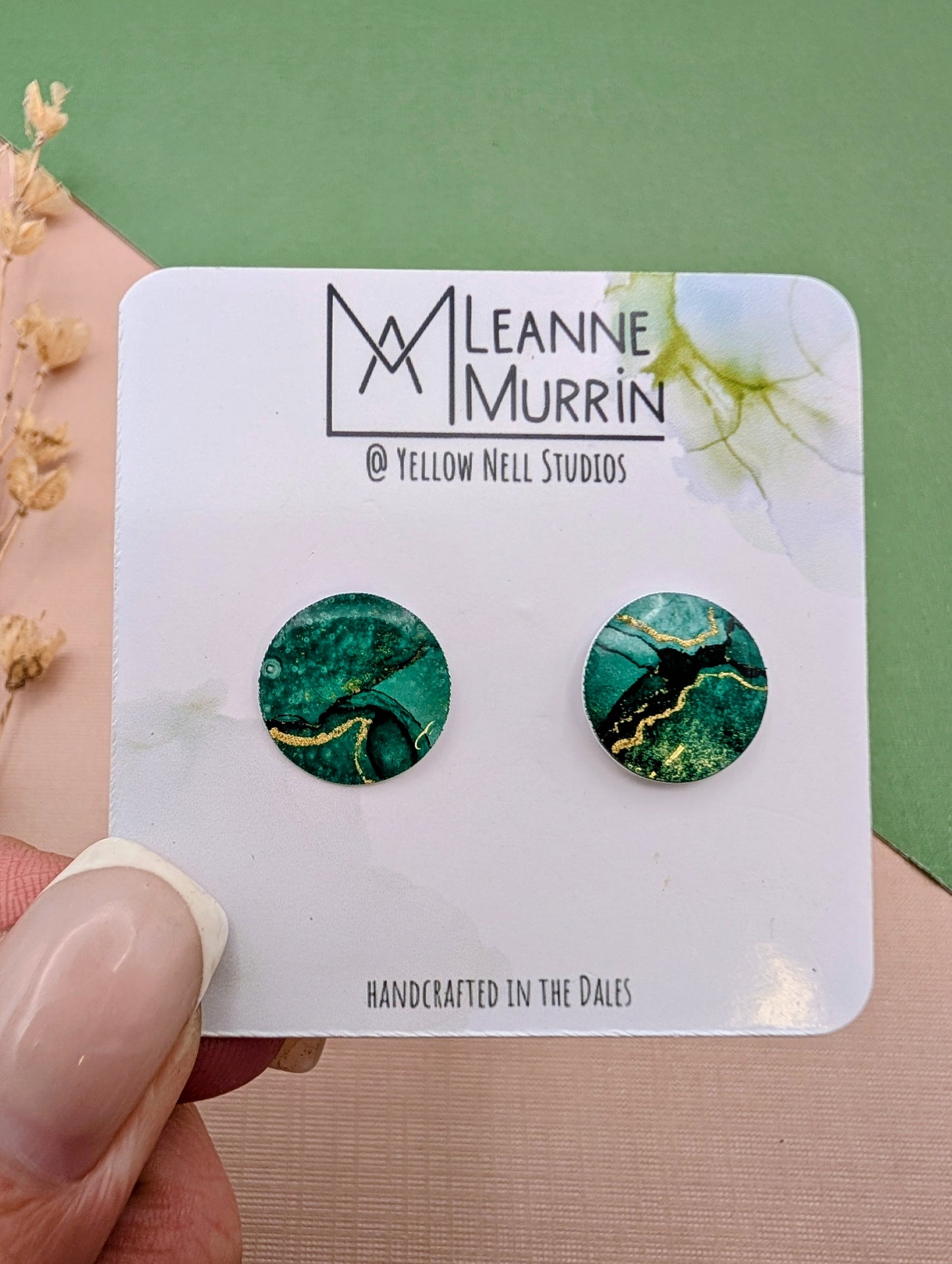 Handmade Original Art Stud Earrings, Landscape, Nature Lovers, Contemporary Abstract, Women's Jewellery Gift