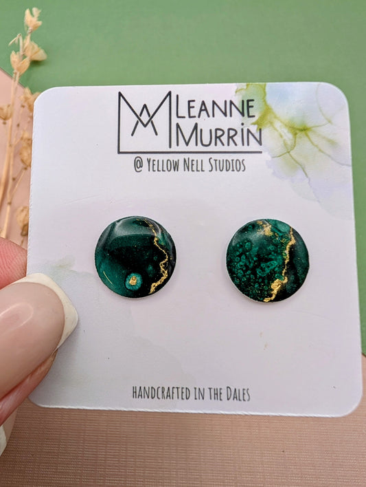 Handmade Original Art Stud Earrings, Landscape, Nature Lovers, Contemporary Abstract, Women's Jewellery Gift