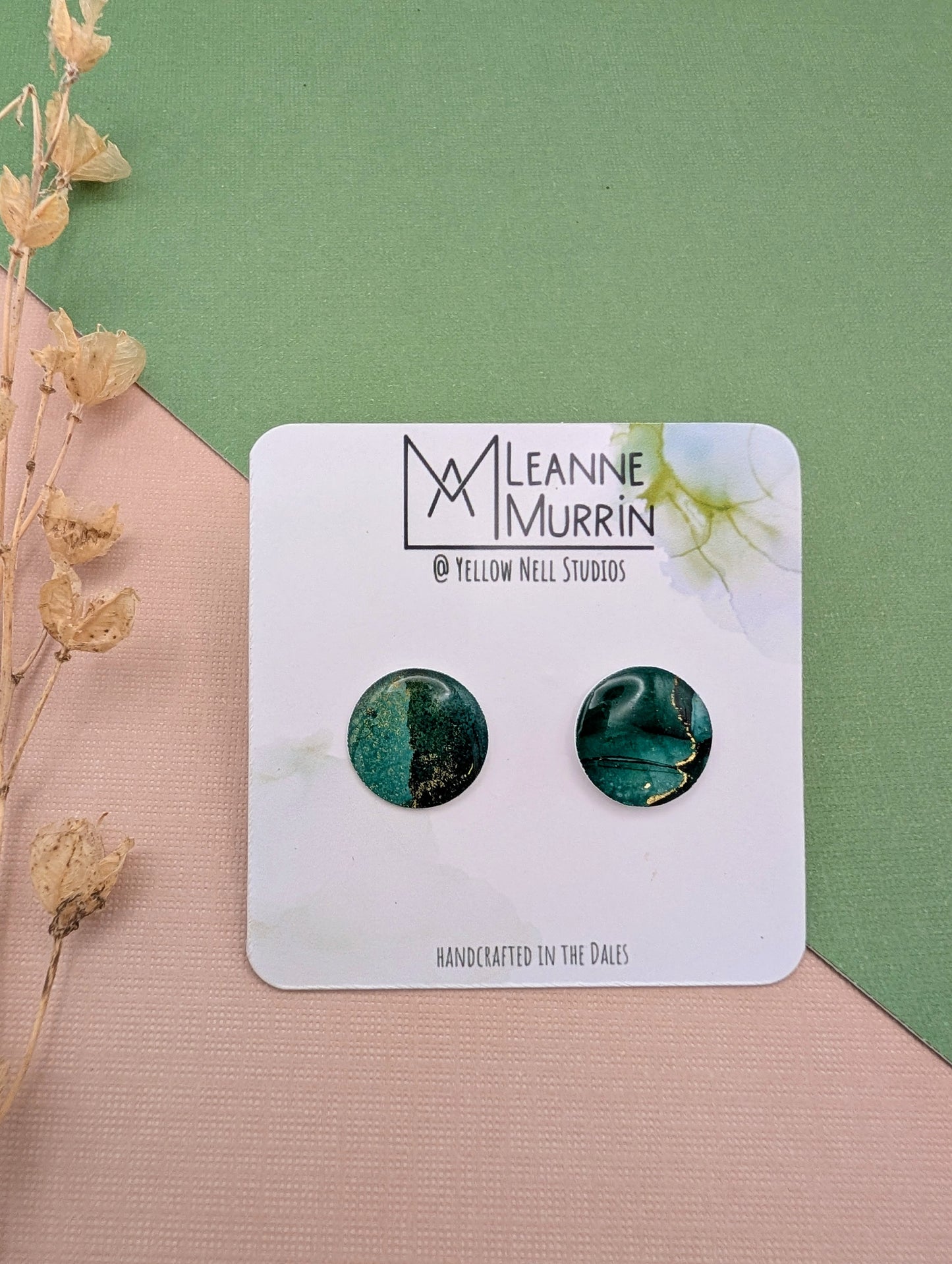 Handmade Original Art Stud Earrings, Landscape, Nature Lovers, Contemporary Abstract, Women's Jewellery Gift