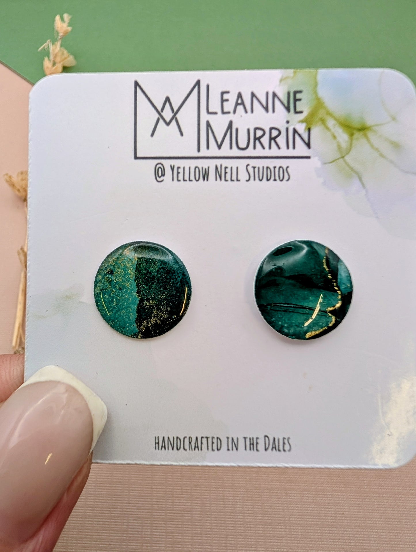 Handmade Original Art Stud Earrings, Landscape, Nature Lovers, Contemporary Abstract, Women's Jewellery Gift