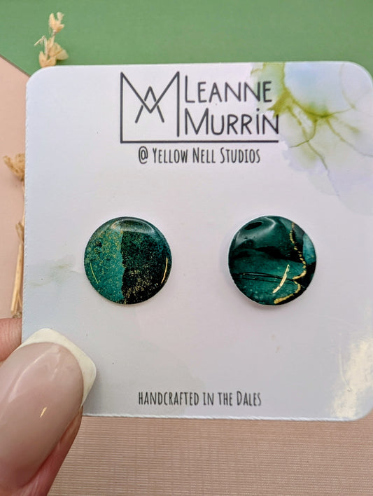 Handmade Original Art Stud Earrings, Landscape, Nature Lovers, Contemporary Abstract, Women's Jewellery Gift