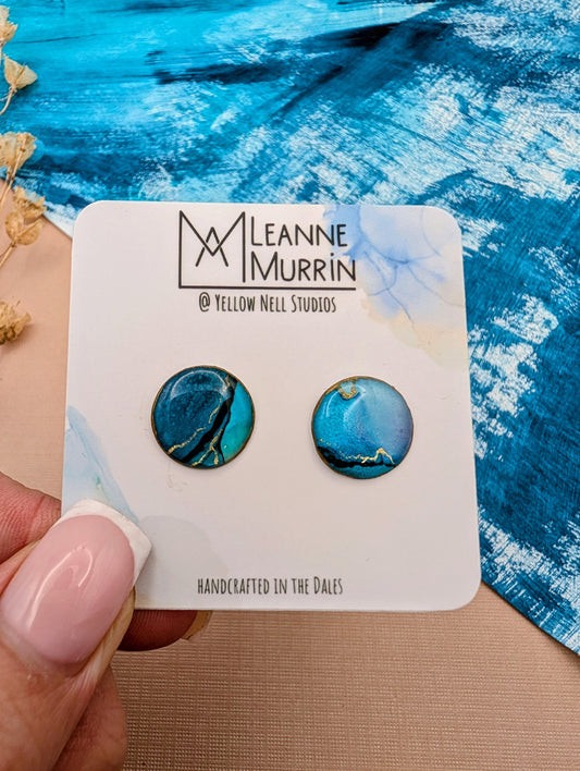 Handmade Original Art Stud Earrings, Landscape, Nature Lovers, Contemporary Abstract, Women's Jewellery Gift