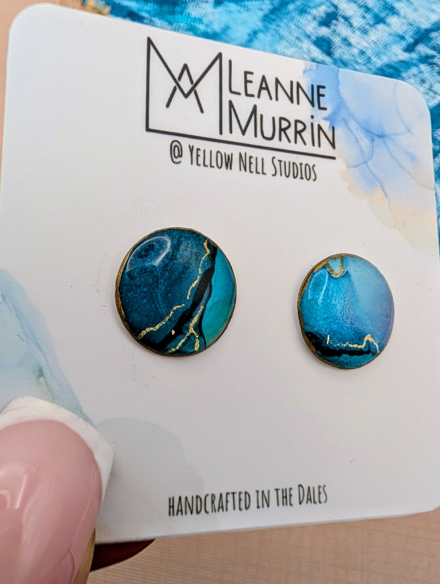 Handmade Original Art Stud Earrings, Landscape, Nature Lovers, Contemporary Abstract, Women's Jewellery Gift