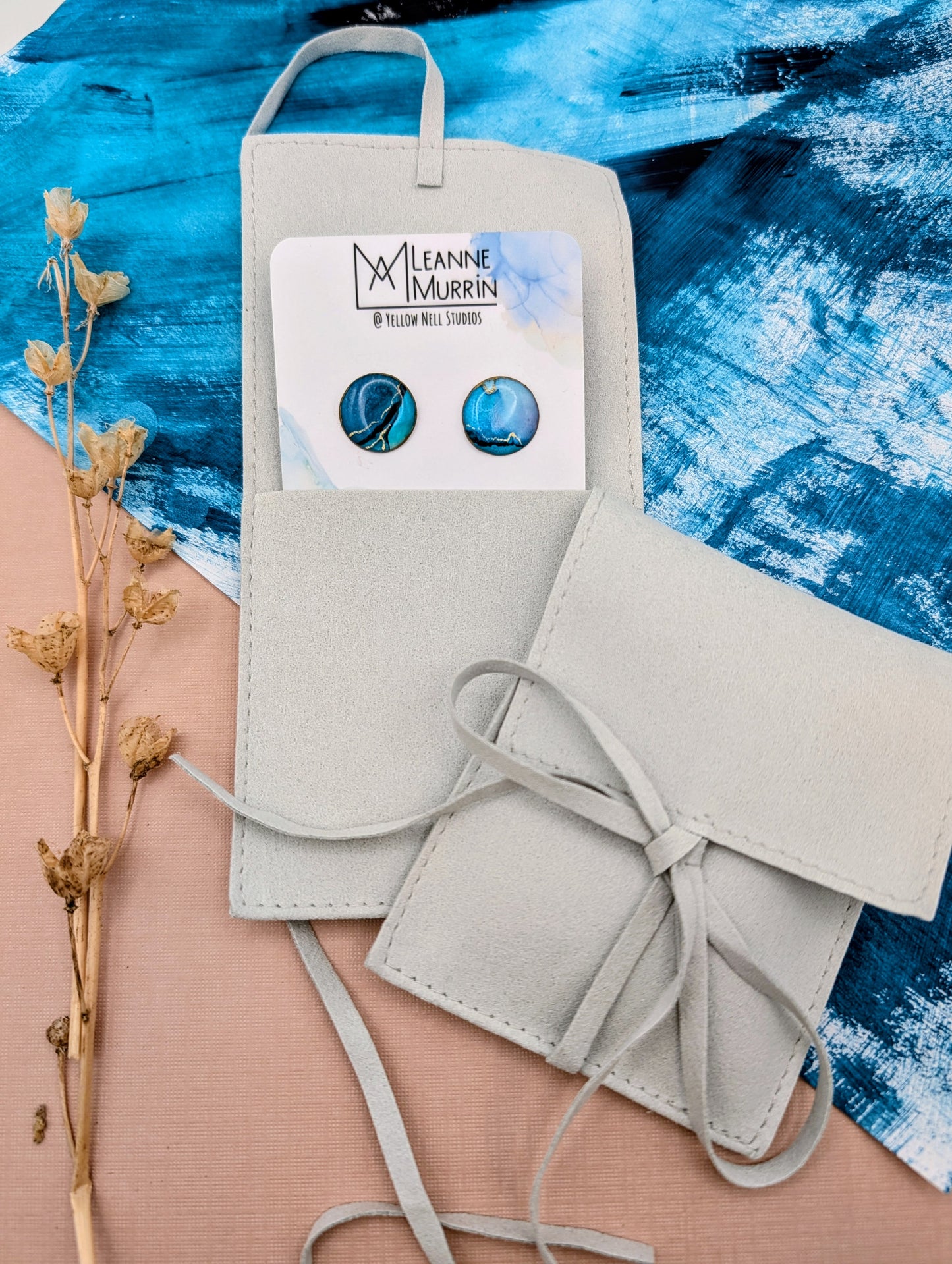 Handmade Original Art Stud Earrings, Landscape, Nature Lovers, Contemporary Abstract, Women's Jewellery Gift