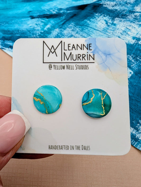 Handmade Original Art Stud Earrings, Landscape, Nature Lovers, Contemporary Abstract, Women's Jewellery Gift