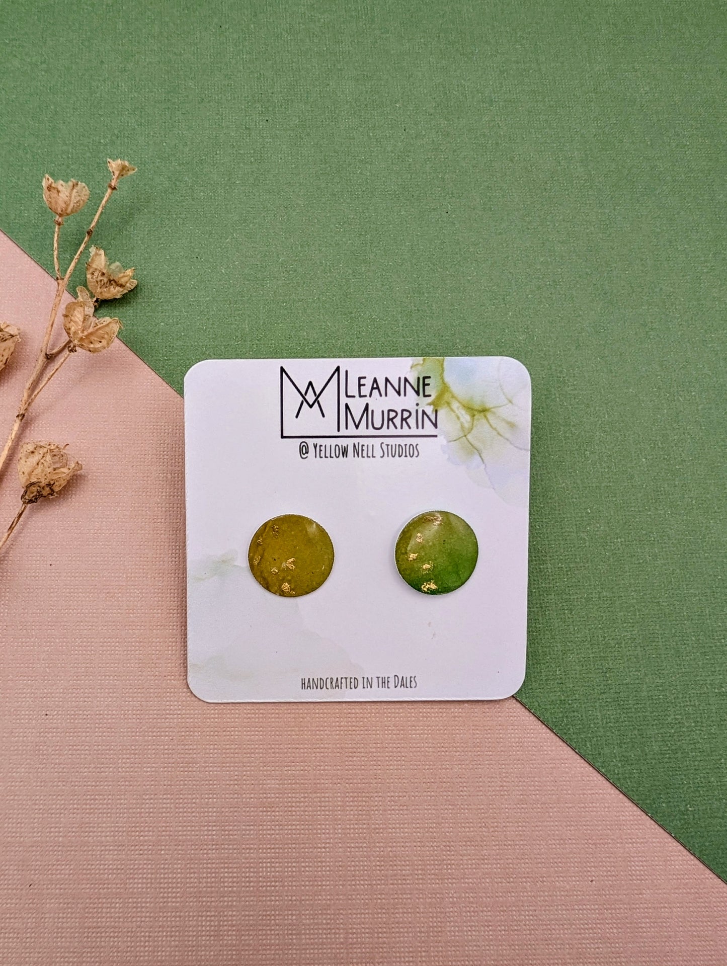 Handmade Original Art Stud Earrings, Landscape, Nature Lovers, Contemporary Abstract, Women's Jewellery Gift