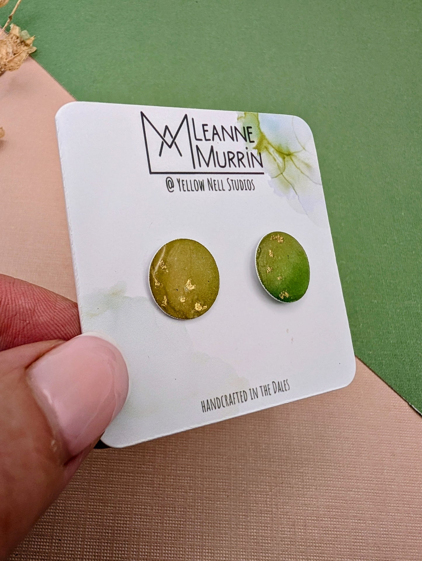 Handmade Original Art Stud Earrings, Landscape, Nature Lovers, Contemporary Abstract, Women's Jewellery Gift