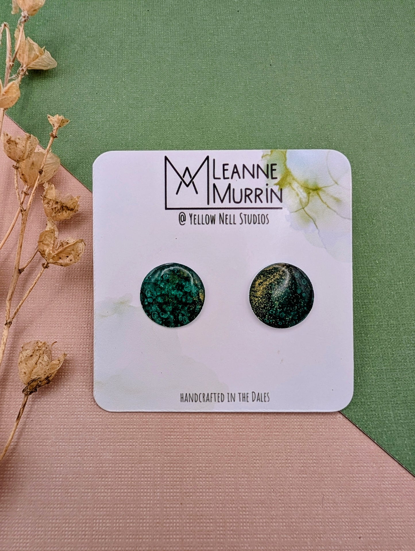 Handmade Original Art Stud Earrings, Landscape, Nature Lovers, Contemporary Abstract, Women's Jewellery Gift