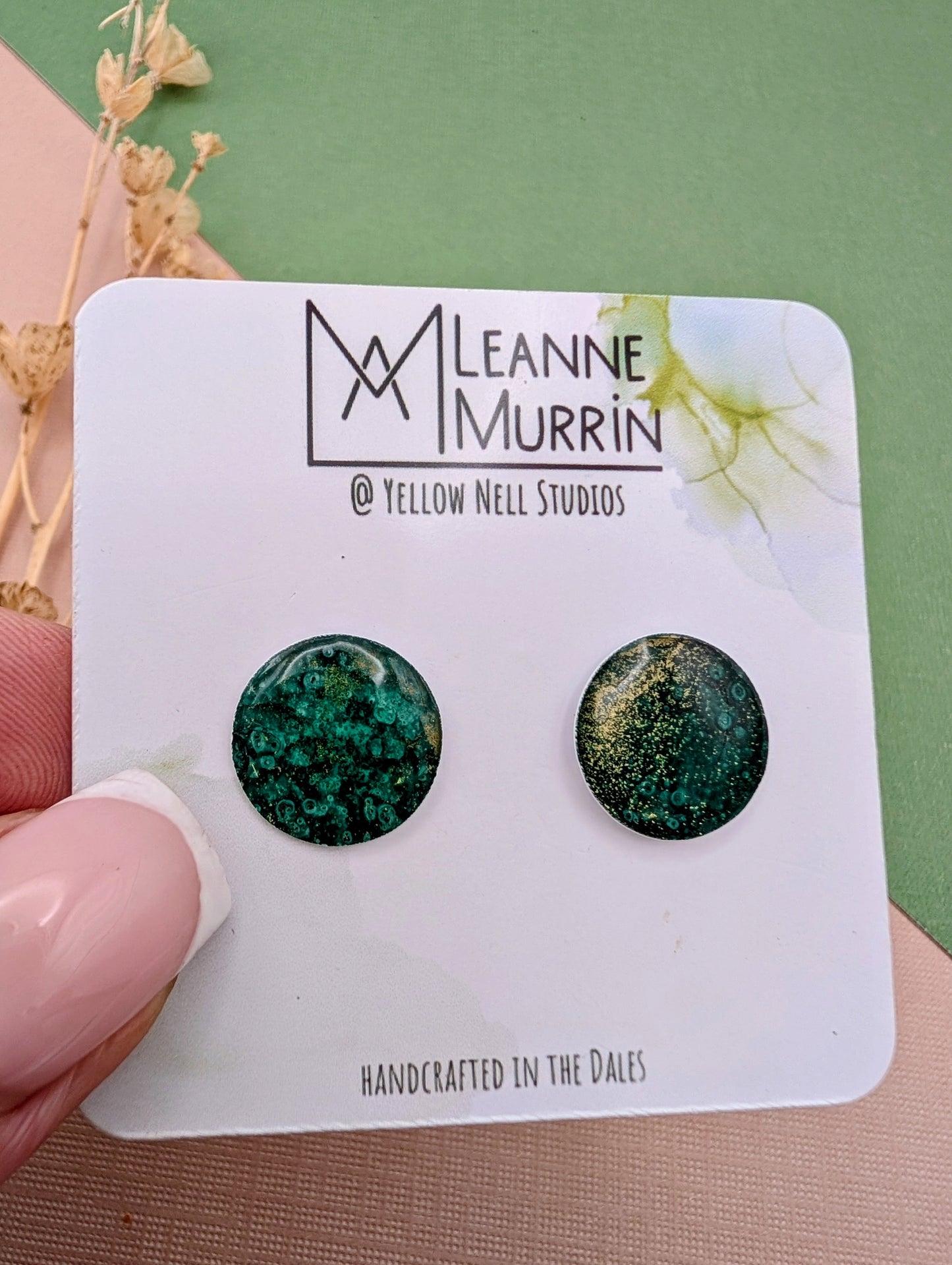 Handmade Original Art Stud Earrings, Landscape, Nature Lovers, Contemporary Abstract, Women's Jewellery Gift