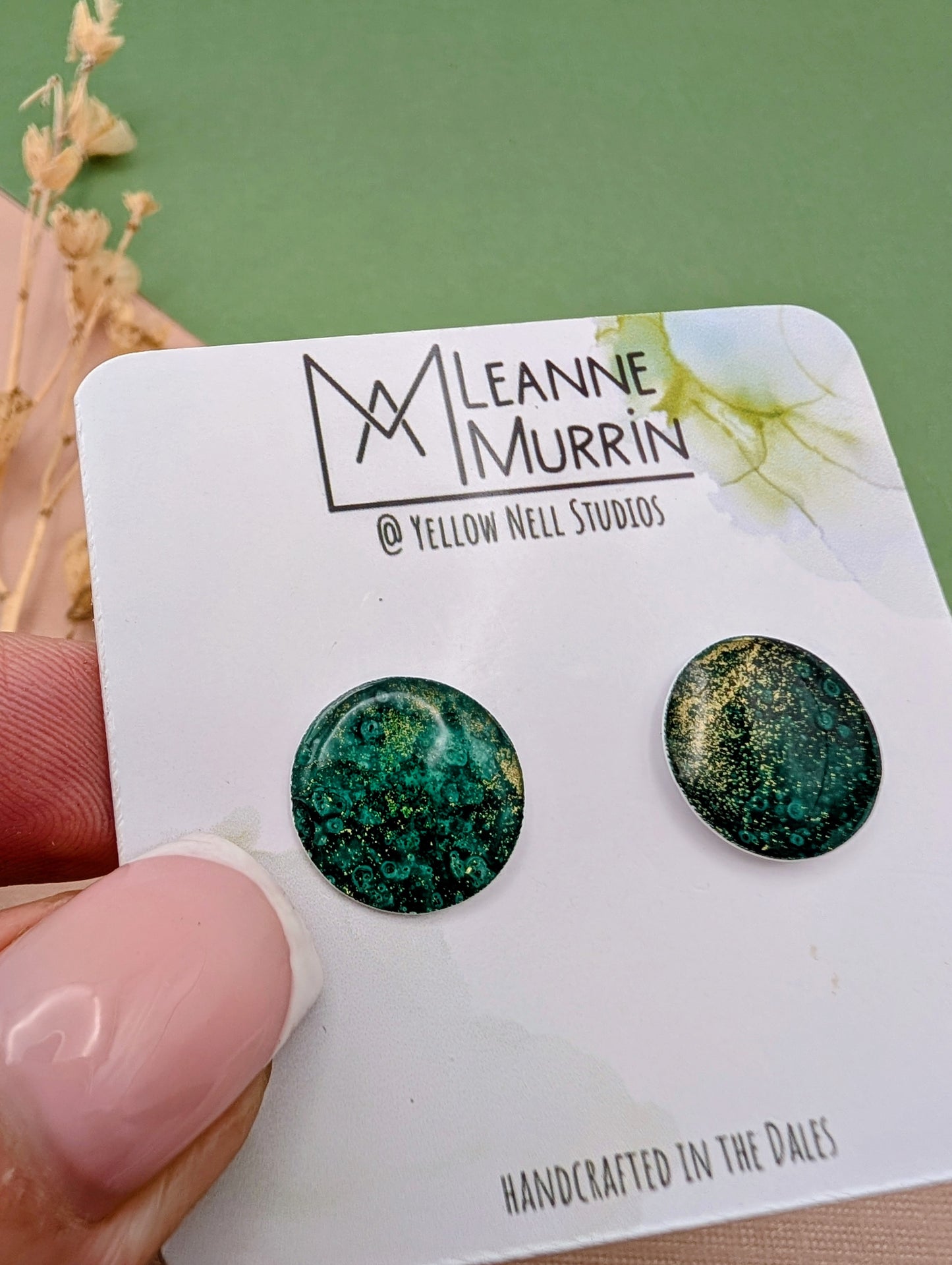 Handmade Original Art Stud Earrings, Landscape, Nature Lovers, Contemporary Abstract, Women's Jewellery Gift