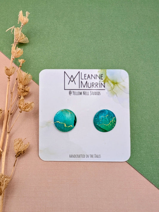 Handmade Original Art Stud Earrings, Landscape, Nature Lovers, Contemporary Abstract, Women's Jewellery Gift