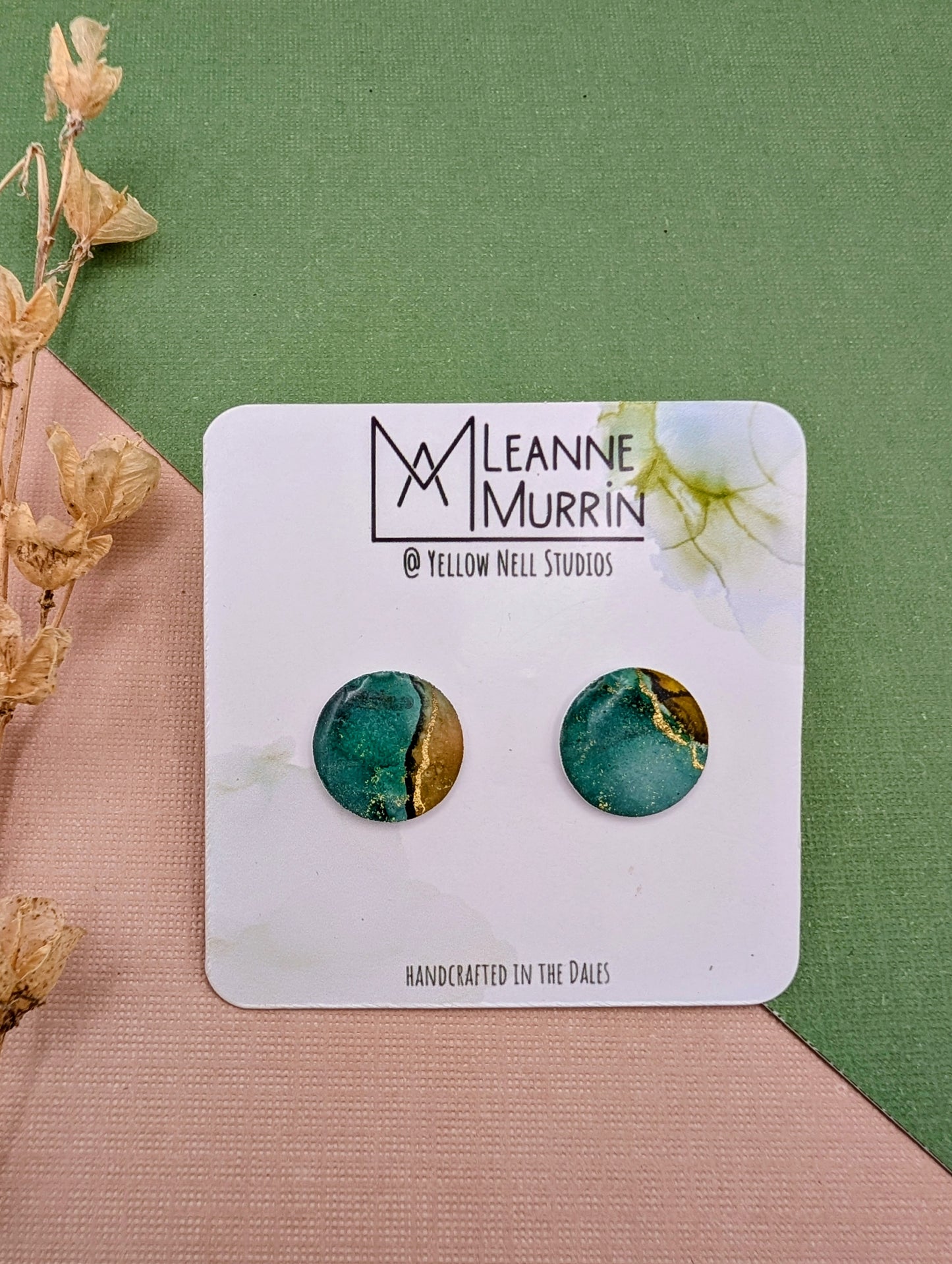 Handmade Original Art Stud Earrings, Landscape, Nature Lovers, Contemporary Abstract, Women's Jewellery Gift