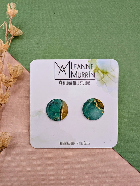 Handmade Original Art Stud Earrings, Landscape, Nature Lovers, Contemporary Abstract, Women's Jewellery Gift